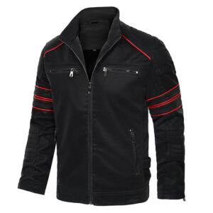 Chaqueta de Cuero Masculina Goth Black - Clube Boss