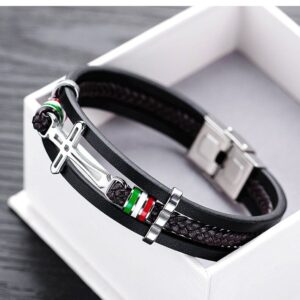Brazalete Masculino de Cuero Auténtico ‘Pasión de Cristo’