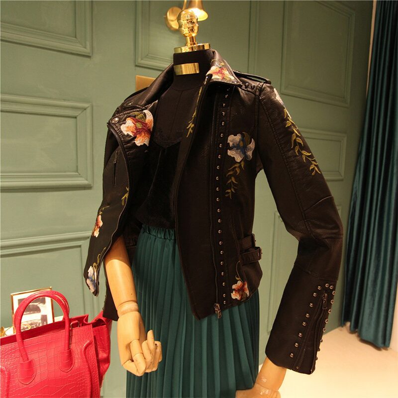 Chaqueta de Cuero para Mujer Flowers Vintage - Clube Boss