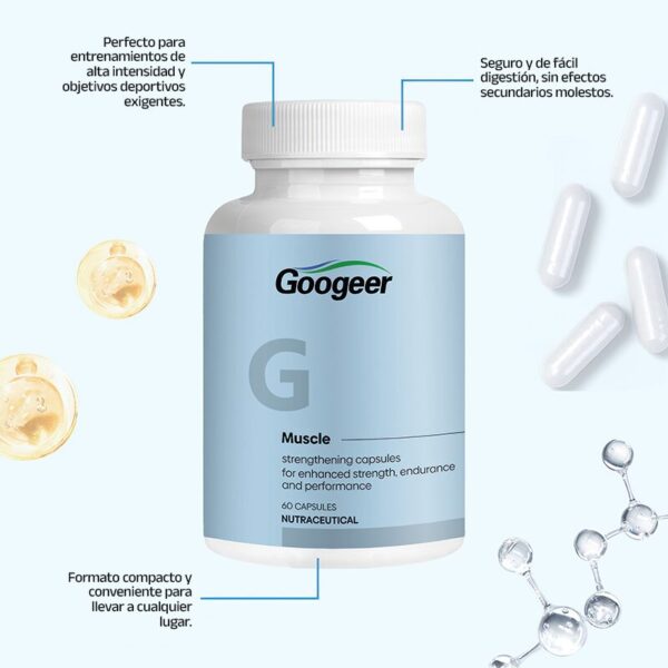 Googeer Muscle Pure Lion’s Mane Caps - Potenciado con Moringa, Tongkat Ali y Aceite de Hígado de Bacalao (60 caps.)